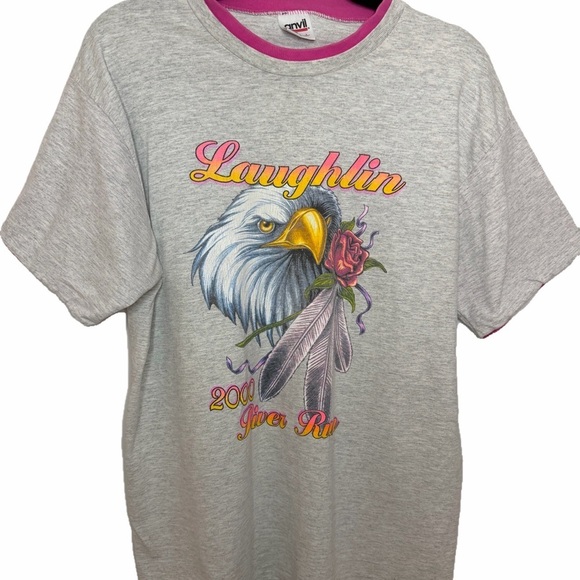 Vintage Other - Vintage Laughlin 2000 River Run T-Shirt – Bald Eagle Graphic – Retro Biker Tee